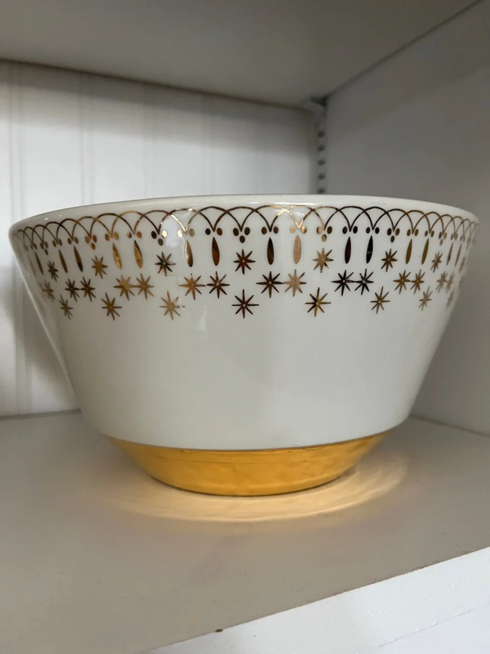 Vintage Hall China Provenance Gold Starburst Flare Ware Serving Bowl 9” MCM